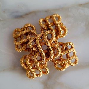 Lucien Piccard Goldtone Ropetwist Vtg Brooch